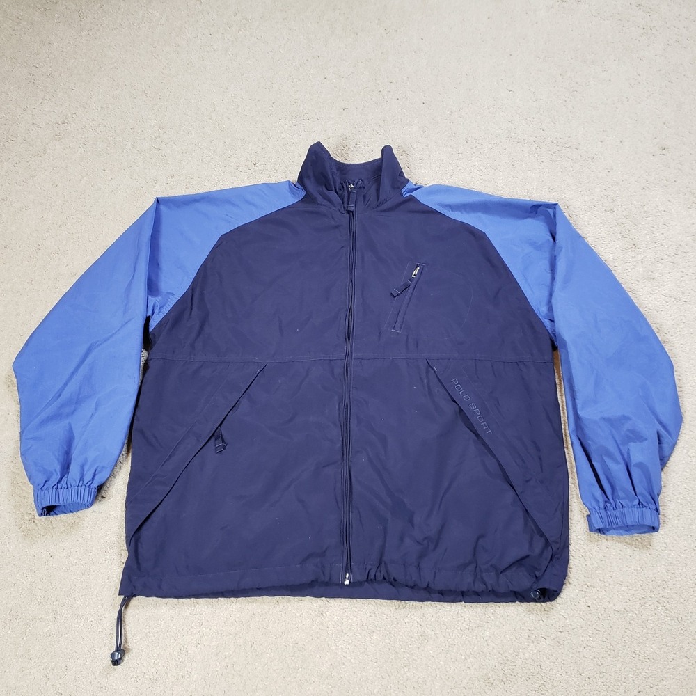 VTG‎ Polo Sport Ralph Lauren Jacket Mens Large Blue 90s Windbreaker Full Zip